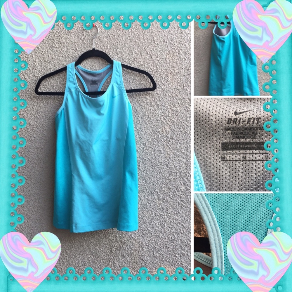 NWOT Nike Dri-Fit Racer workout tank light blue